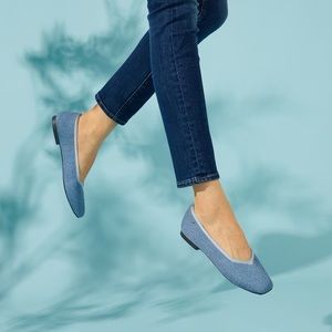 New Vivaia Margot Square Toe Flat Blue Size 38.5 US 81/2